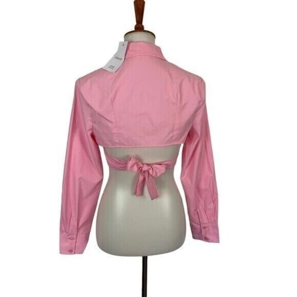 Shasa Crop Top Small Pink NWT Long Sleeve Y2K Barbiecore Cute - Picture 4 of 6